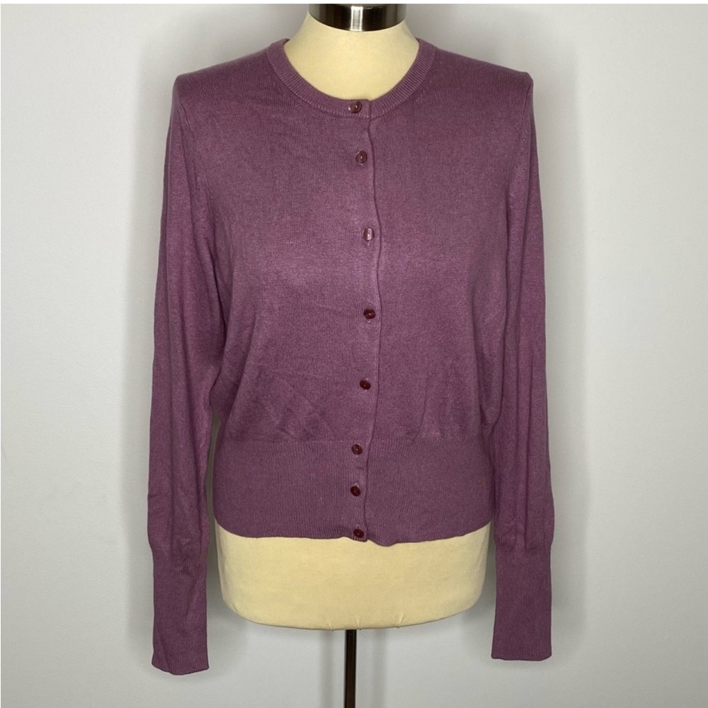 Moda International Lavender Silk Cashmere Blend Cardigan Sweater